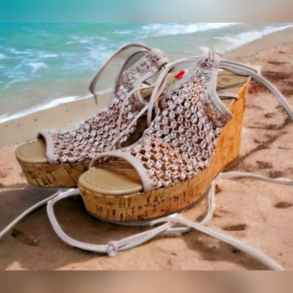 Platform Wedge Sandals Size 7.5 NEW Strappy - Picture 2 of 6